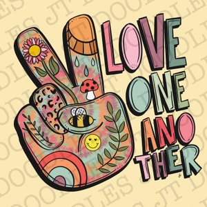 Love One Another Peace Sign Sublimation PNG INSTANT DOWNLOAD