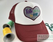 Besticktes Trucker Cap "Nerdy talk" in rotbraun -  geek Mode Accessoire mit Patch Stickerei