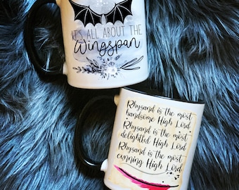 Wingspan and Rhysand is the...  Romantasy Fantasy Book Series Coffee Mug