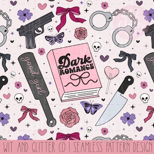 Dark Romance Buch Spicy Bücher Nahtlose Muster UV Direkt zum Film Sublimation PNG Scrapbook Digitales Papier Digitale Datei Sofort-Download