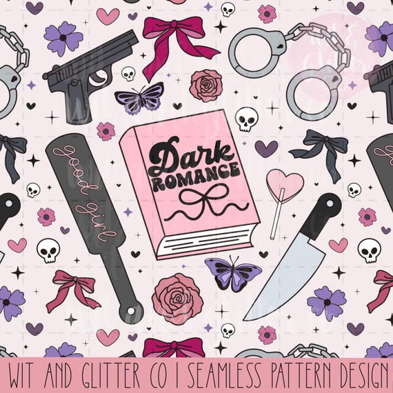 Dark Romance Book Seamless Pattern: Spicy Books PNG (Digital File)