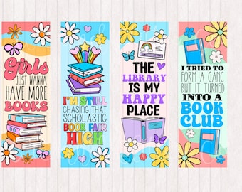 Printable Bookmarks: Book Fair, Library Designs (Digital Download)