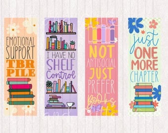 No Shelf Control | TBR Pile | Just one More Chapter    Reader  Bookmarks Digital Printable Bookmarks | Digital Bookmark | Instant Download