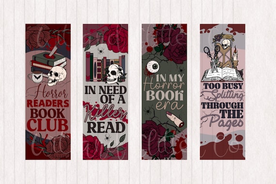 Horror Bookmarks | Readers Book Club, Spooky Skulls (Digital Printable)