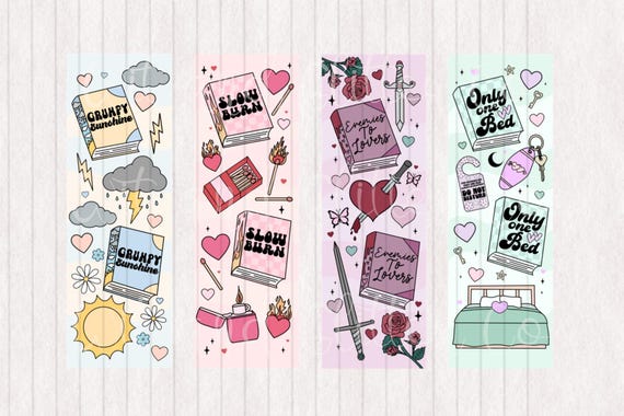 Romance Book Trope Bookmarks: Grumpy Sunshine, Enemies to Lovers (Digital Printable)