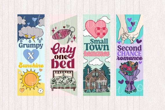 Romance Bookmarks: Grumpy Sunshine, Only One Bed Trope (Digital Download)