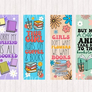 Marcapáginas florales de estilo retro para amantes de los libros: Regalo para lectoras (Imprimible digital)
