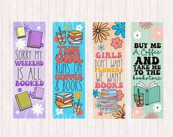 Floral Girly Retro  Reader  Bookmarks Digital Printable Bookmarks | Digital Bookmark | Instant Download