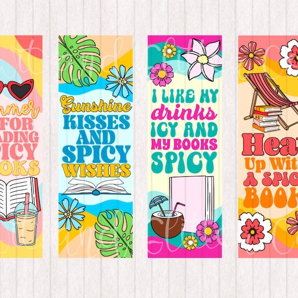 Spicy Book Summer Reading | Spicy Pool Reads | Summer Book Themed  Bookmarks Digital Printable Bookmarks | Digital Bookmark Instant Download