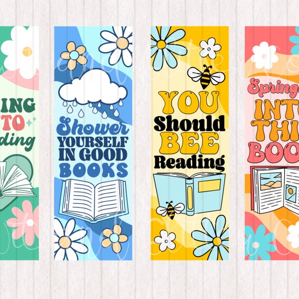 Spring Into Reading Shower Yourself with Good Books Spring Themed  Bookmarks Digital Printable Bookmarks | Digital Bookmark Instant Download