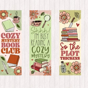 Cozy Mystery Book Reader Bookmarks | Cozy Mystery Book Club | Digital Printable Bookmarks ...