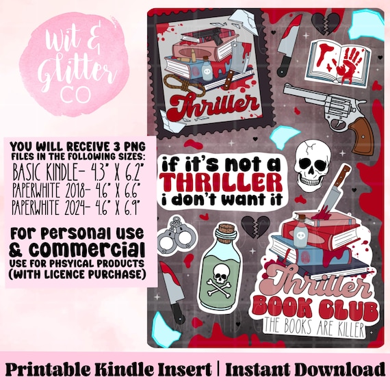 Thriller Book Club Kindle Inserts: Mystery Readers gifts (Digital Download)