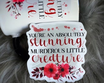Murderous Creature Sticker | Waterproof Vinyl Die Cut, Floral