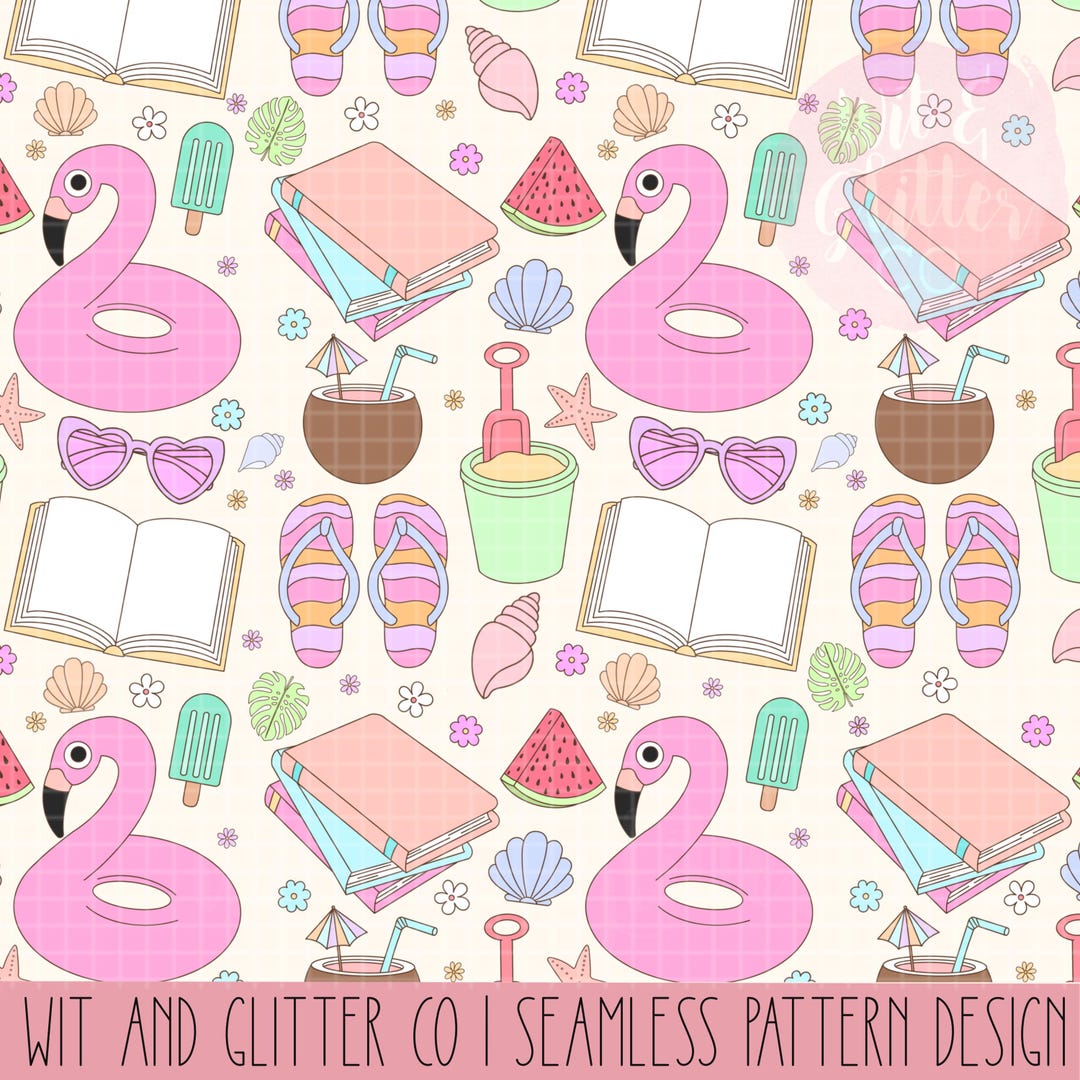 Tropical Beach Seamless Pattern: Summer Scrapbook Paper (digital File ...