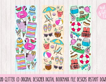 Summer Beach Days Printable Bookmarks: Floral Collage (Digital Download)