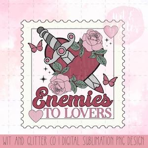 Libros románticos de enemigos a amantes, sellos picantes, tropos literarios, lectores, regalos literarios, archivos digitales de sublimación UV, DTF y PNG / descarga instantánea