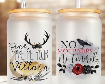 Vaso de vidrio esmerilado de Fantasy Books: Sin dolientes, sin funerales