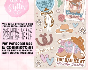 Inserto Kindle de vaquero: Regalo para club de lectura de novela romántica del Oeste (descarga digital)