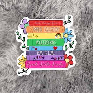 Pride Book Sticker |  Water Bottle  Laptop Vinyl Die Cut Sticker