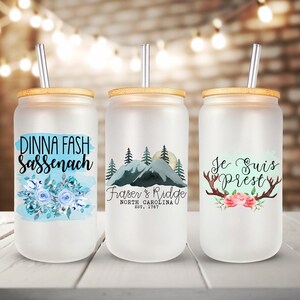 Dinna Fash Sassenach Glass Tumbler: Fraser’s Ridge Book Club Gift