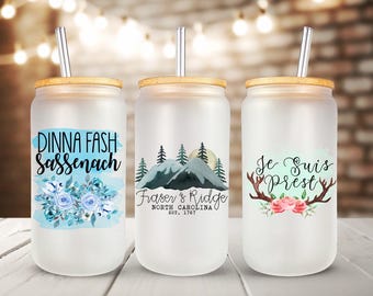 Dinna Fash Sassenach Glass Tumbler: Fraser’s Ridge Book Club Gift