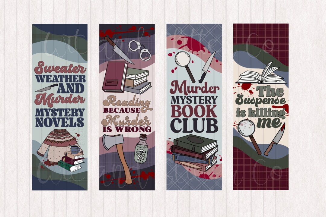 Murder Mystery Bookmarks Printable Reader Gift digital Download Etsy