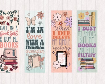 Floral Book Lover Bookmarks: Smutty Reader Gift (Digital Download)
