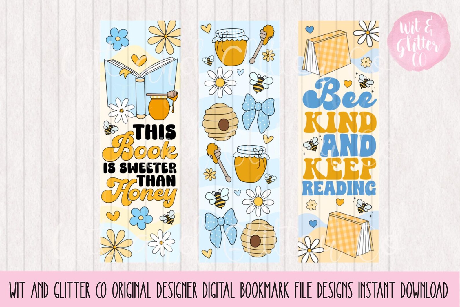 Honey Bee Bookmarks: Printable Digital Book Lover Gift (PDF, JPG, PNG ...