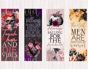 Book Villain Lover Bookmarks: Printable Digital Download