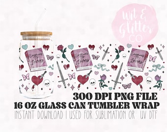 Enemies to Lovers Book 16oz Glass Can Wrap: Sublimation PNG (Digital Download)