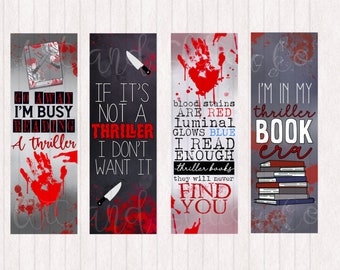 Thriller Book  Reader  Bookmarks | Thriller Era | Digital Printable Bookmarks | Digital Bookmark | Instant Download