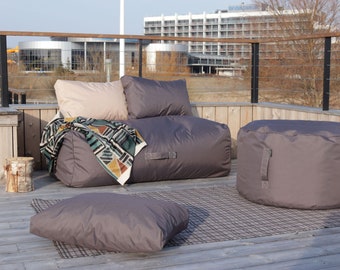 Outdoor furniture sofa set for 2, outdoor fabric beanbag sofa cover + 2 backrest cushion covers + inner bags (unstuffed), patio furniture