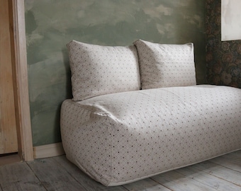 Pouf pouf set con 2 cuscini schienale, solo fodere, grande cuscino da pavimento, poltrona a sacco, divano da pavimento, pouf pouf
