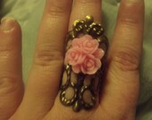 Pink Roses Bronze filigree ring