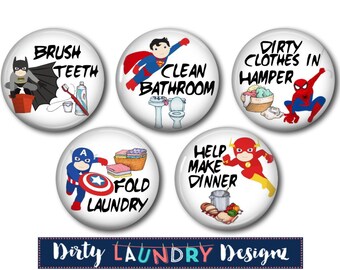 Custom Chore Magnets for Children's Chore Charts - SUPERHERO Design 1.5