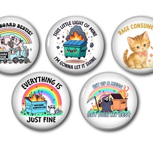 Lot de 5 aimants rigolos pour réfrigérateur, Rage me consumes, Dumpster Fire, Magnets avec dictons, magnets de bureau