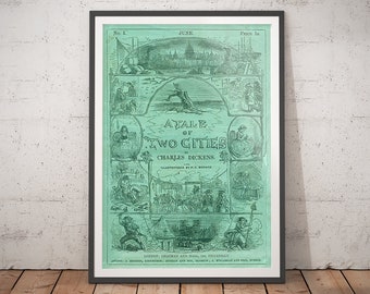 A Tale of Two Cities Charles Dickens, Literary Gift, Literary Print, Book Lover Gift, Book Lover Art, Book Cover Poster, Vintage Prints