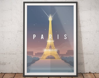 Eiffel Tower Art Print | Paris Vintage Travel Poster
