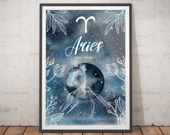 Aries Print - Aries Poster / Aries Gift / Aries Zodiac Gift / Zodiac Constellation Gift / Horoscope Art / Horoscope Print