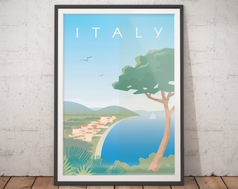 Italy Travel Poster | Minimalist Vintage Style Wall Art