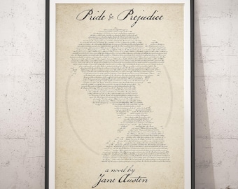 Stolz und Vorurteil Druck: Jane Austen Buch Cover Silhouette
