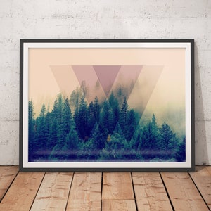 Stampa geometrica della foresta - Poster nordico / Arte murale nordica / Stampa nordica / Decorazione scandinava / Decorazione geometrica / Design scandinavo