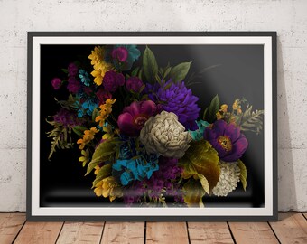 Botanical Bouquet Art Print: Vintage Floral Home Decor