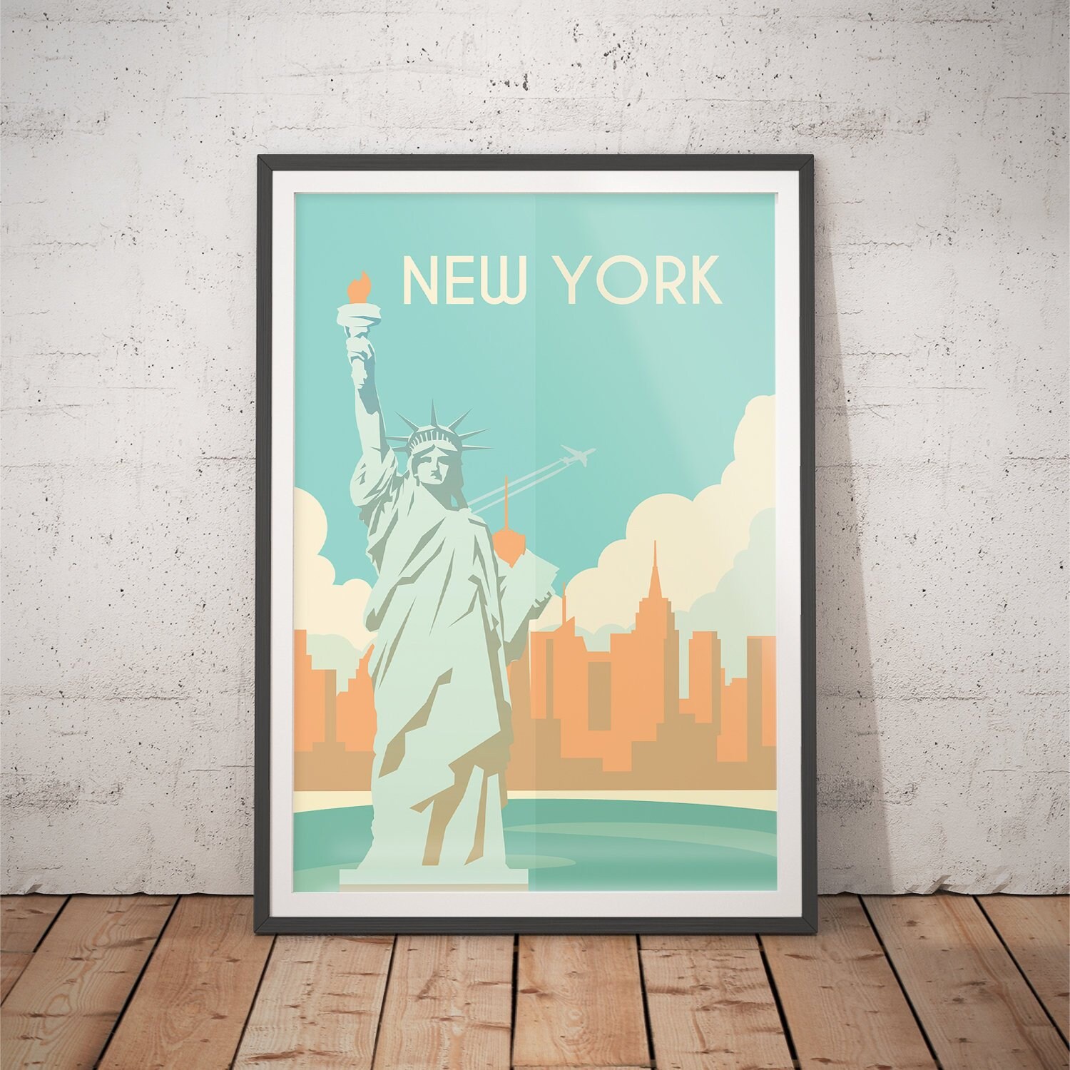 thumbnail image 2 of 1930s NY Central Building Vintage Style Travel Poster – 16x24 Inch Reproduction 2 of 6