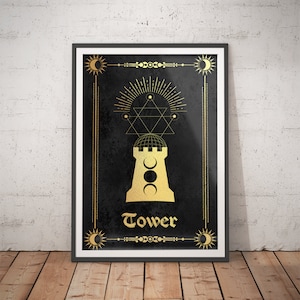Tarot print toren - mystieke kunst / hedendaagse muurkunst / occulte print / esoterische print / spirituele kunst / kamer inspiratie
