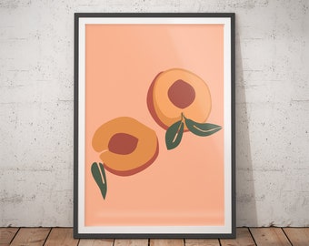 Peach Boho Art Print | Mid Century Modern Bathroom Wall Decor