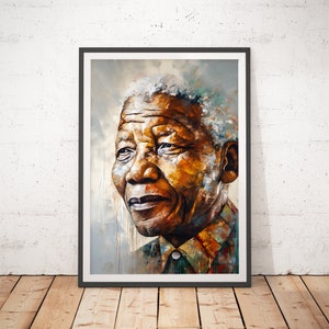 Nelson Mandela Druck, Südafrika Kunst - Original abstraktes impressionistisches Gemälde - Ikone und Legende Poster und Wandkunst