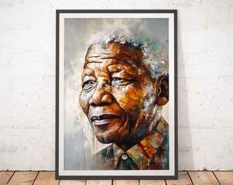 Grabado de Nelson Mandela: Arte impresionista abstracto, Sudáfrica