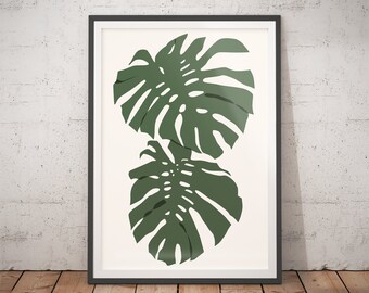 Monstera Boho Art Print | Modern Minimalist Botanical Wall Decor