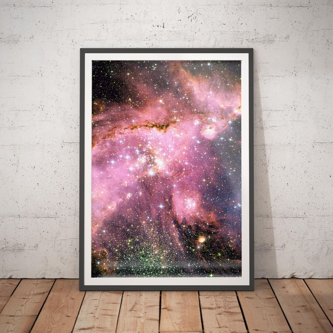 Astronomy Gifts Space Poster - Pink Nebula Outer Space Art - Hubble ...